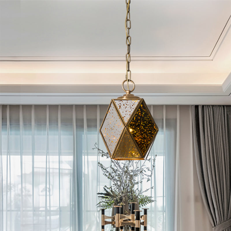 Polished Brass Metal Modern & Contemporary Pendant Lighting Single Geometric Ceiling Light with Adjustable Height