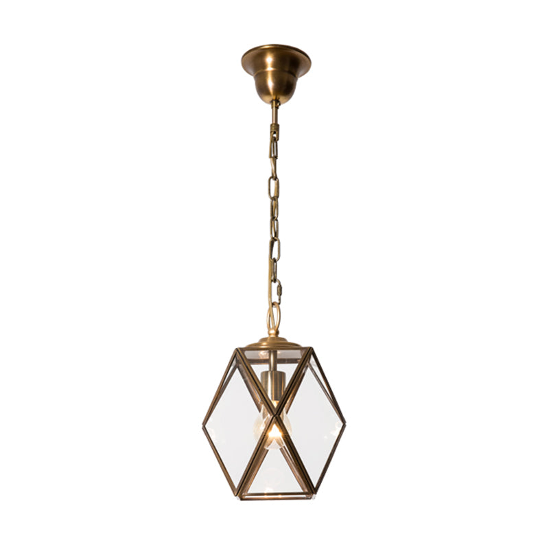 Polished Brass Metal Modern & Contemporary Pendant Lighting Single Geometric Ceiling Light with Adjustable Height