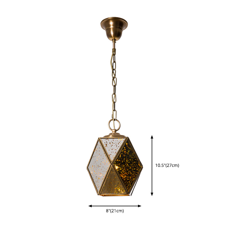 Polished Brass Metal Modern & Contemporary Pendant Lighting Single Geometric Ceiling Light with Adjustable Height