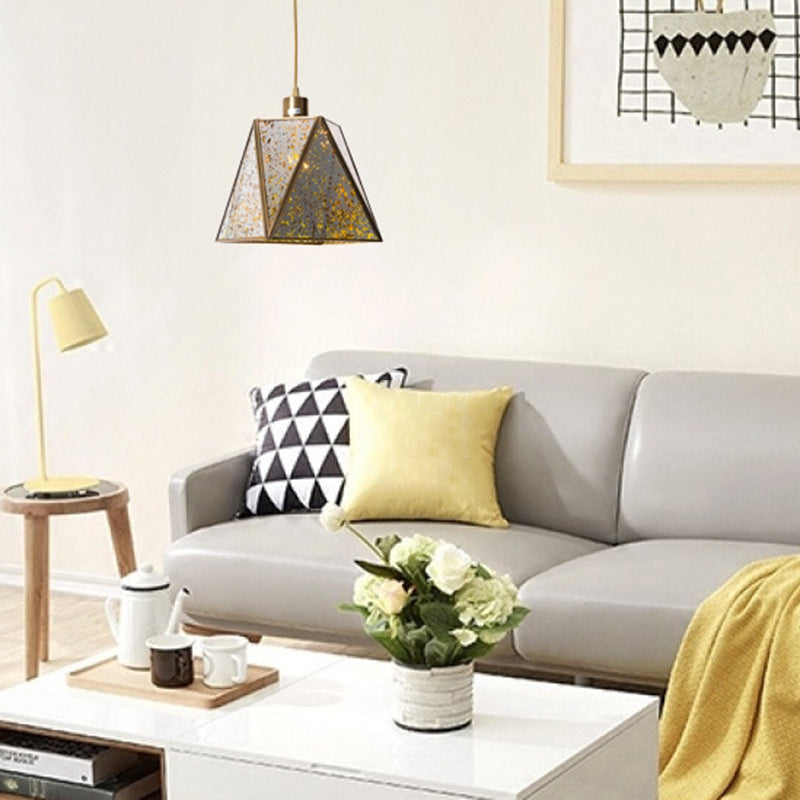Modern & Contemporary Single Geometric Pendant Lighting Polished Brass Metal Ceiling Light for Living Room