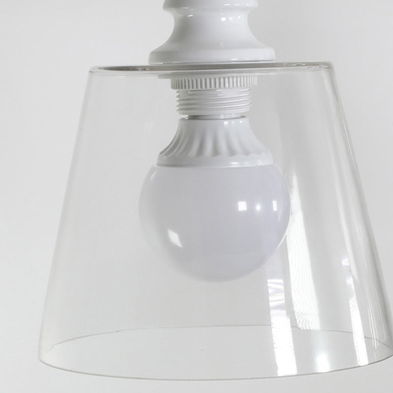 Modern 3-Light White Island Lighting Design with Clear Glass Shade