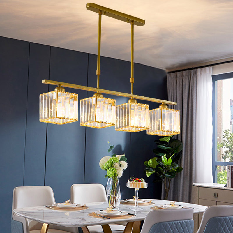 Contemporary Square 4-light Kitchen Island Lighting Wrought Iron Design Ceiling Lights