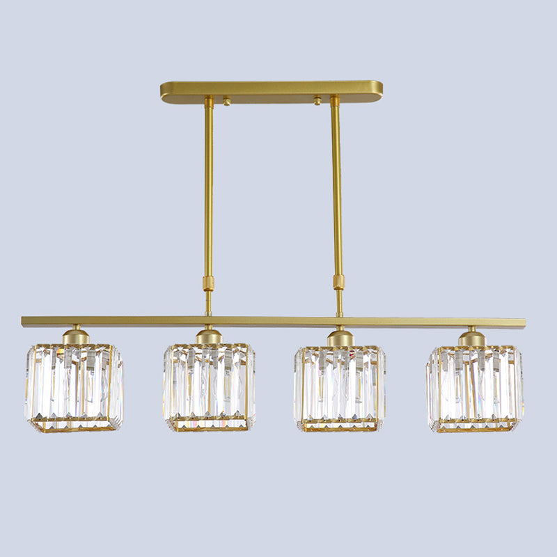 Contemporary Square 4-light Kitchen Island Lighting Wrought Iron Design Ceiling Lights