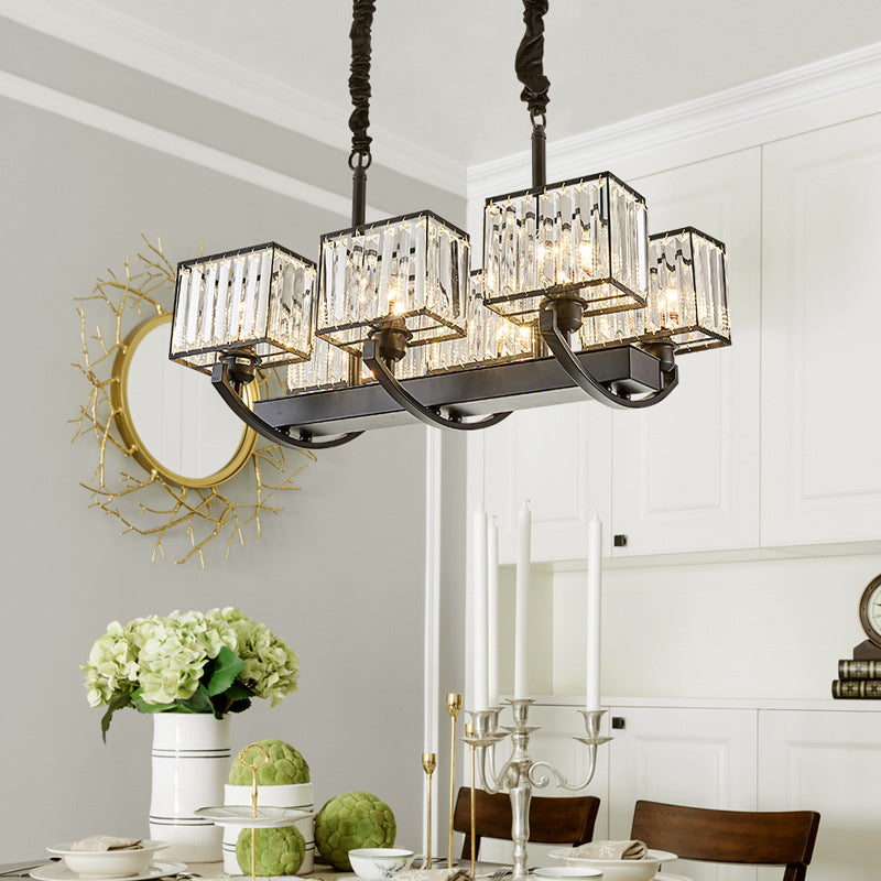 Rectangle Shaded 6 Lights Kitchen Island Lighting Statement Design for Living Room