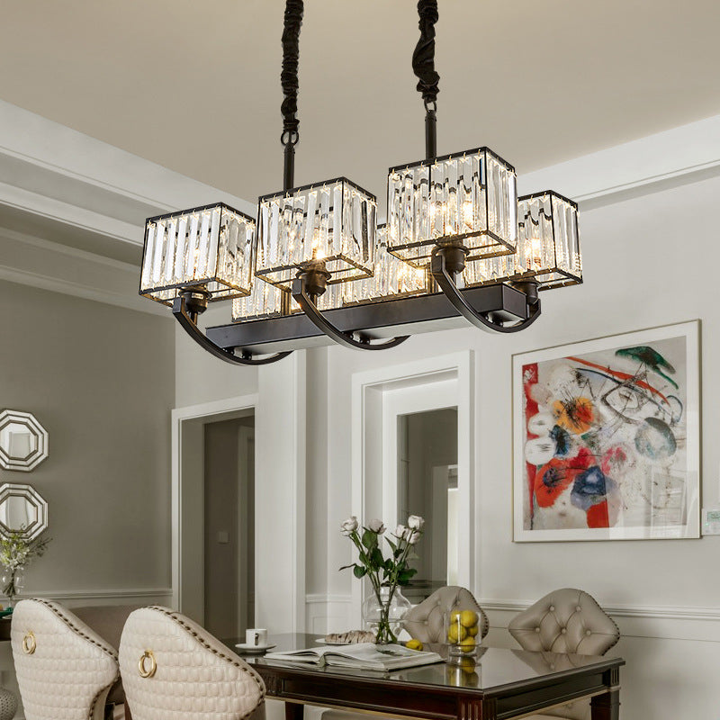 Rectangle Shaded 6 Lights Kitchen Island Lighting Statement Design for Living Room