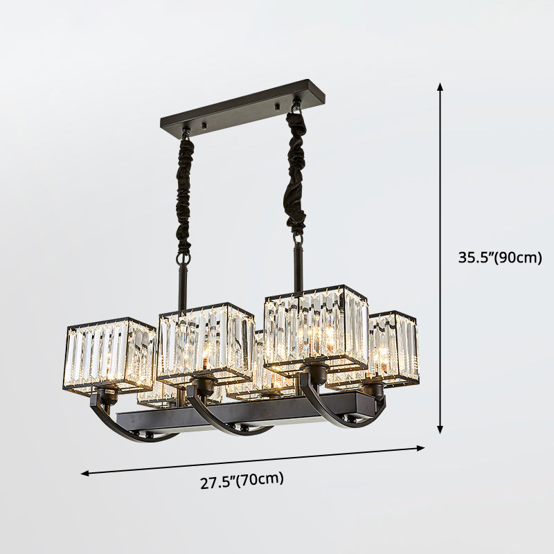 Rectangle Shaded 6 Lights Kitchen Island Lighting Statement Design for Living Room