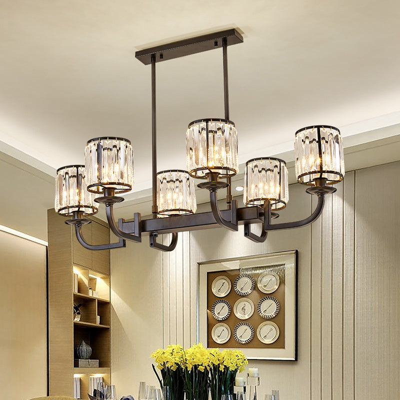 Modern Cylinder Glass 6-light Kitchen Island Lighting Simple Pendant Ceiling Lights