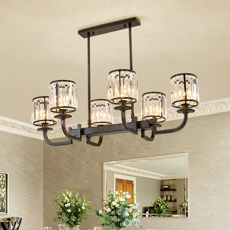 Modern Cylinder Glass 6-light Kitchen Island Lighting Simple Pendant Ceiling Lights