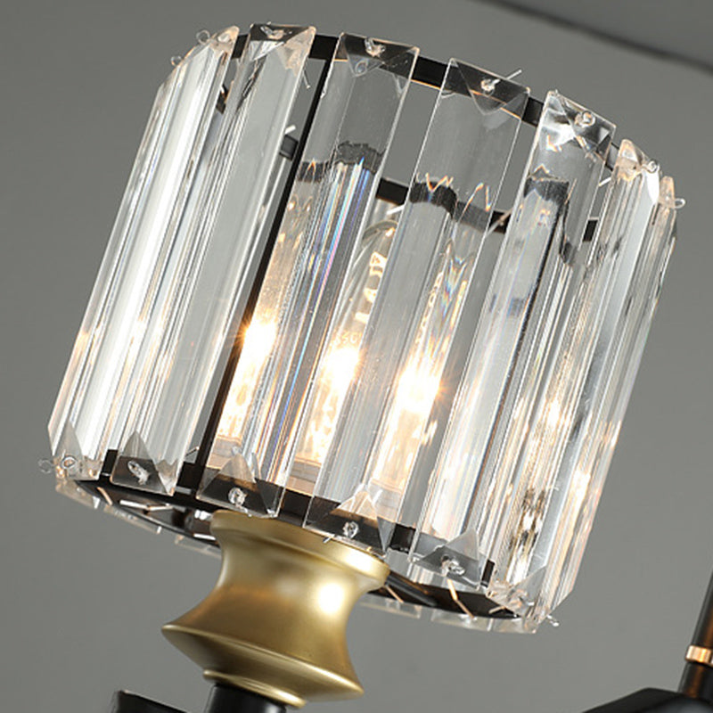 Contemporary Black 4-light Island Light Wrought Iron Cylinder Shaded Ceiling Lights