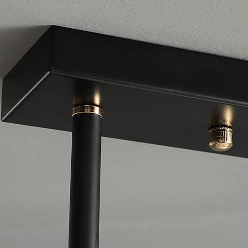 Contemporary Black 4-light Island Light Wrought Iron Cylinder Shaded Ceiling Lights