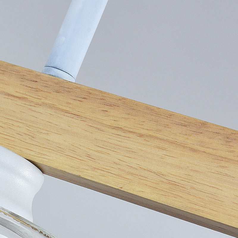 Modern 4-Light Wooden Island Lighting Design with Clear Glass Shade