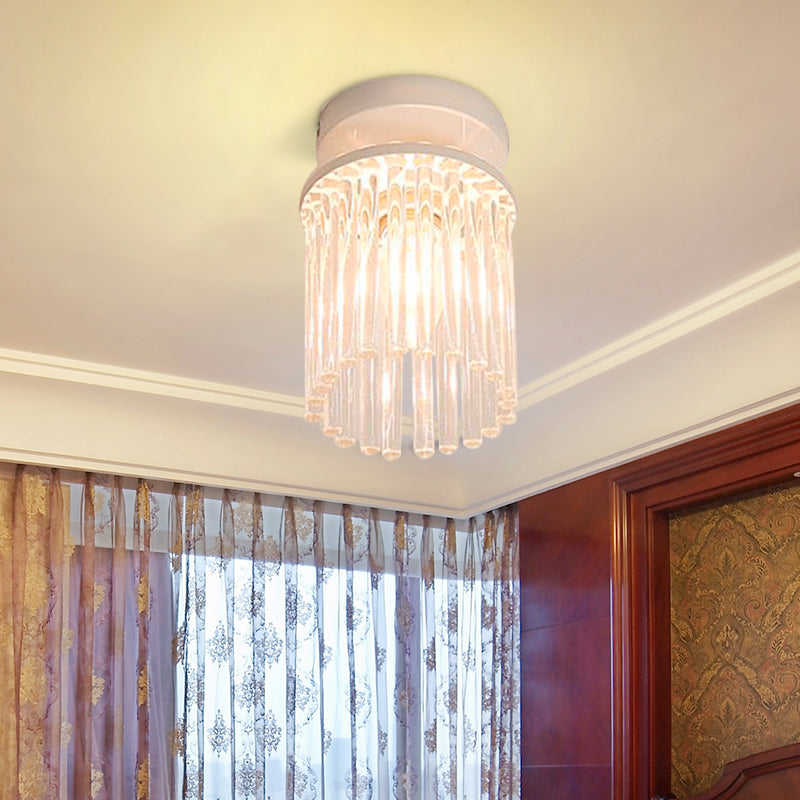 Lámpara de techo con varilla de cristal, montaje empotrado, pétalo/cilindro blanco, moderna, 1/3/5 luces