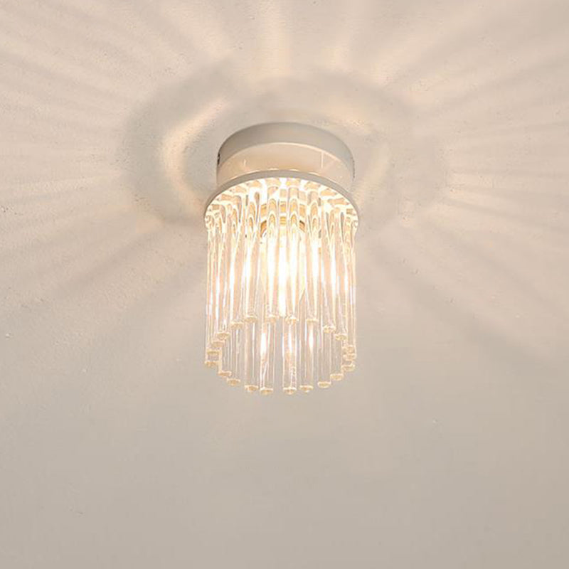 Lámpara de techo con varilla de cristal, montaje empotrado, pétalo/cilindro blanco, moderna, 1/3/5 luces