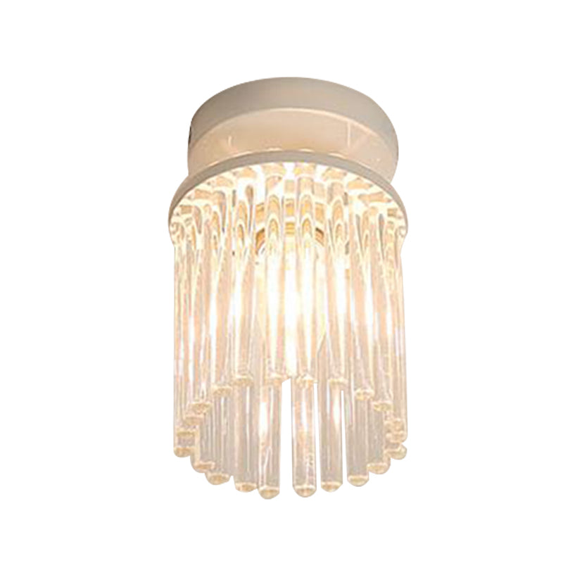 Lámpara de techo con varilla de cristal, montaje empotrado, pétalo/cilindro blanco, moderna, 1/3/5 luces