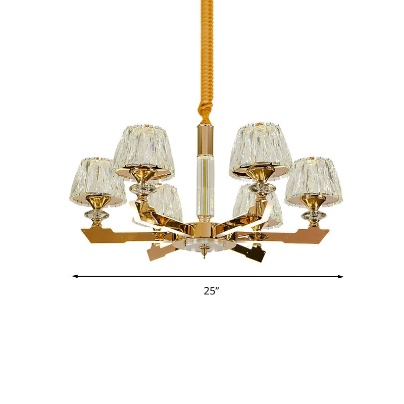 Gold Sputnik Luz de techo colgante Bloque de cristal posmoderno 6/8/12 Cabeza de sala de estar Candelera colgante