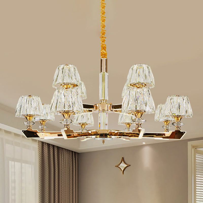Gold Sputnik Hanging Ceiling Light Postmodern Crystal Block 6/8/12 Heads Living Room Pendant Chandelier