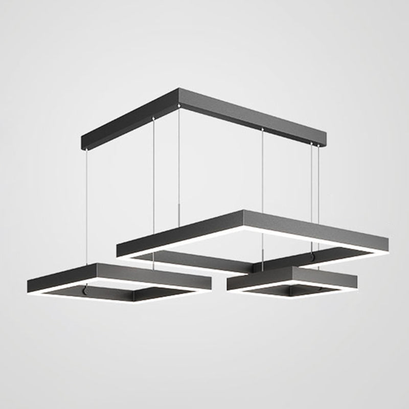 Modern Squared Ceiling Pendant Light Metal 3 Lights Pendant Lights