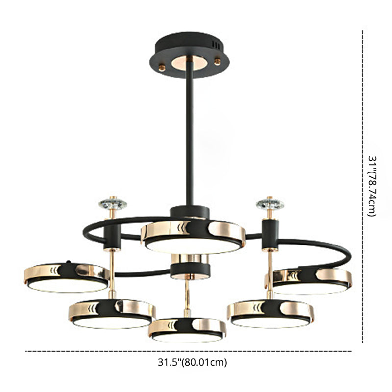 Luz de suspensión LED de dormitorio metálico de la lámpara redonda posmoderna en dorado negro