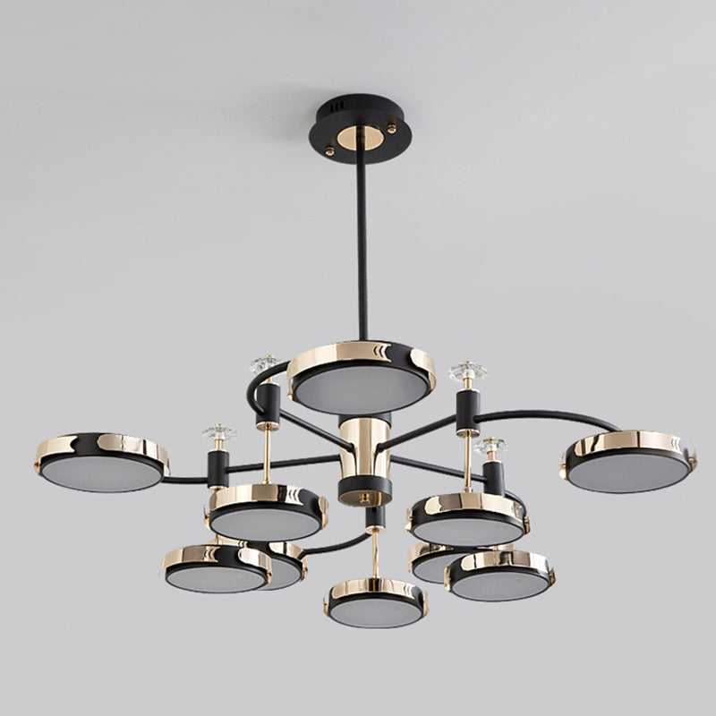 Luz de suspensión LED de dormitorio metálico de la lámpara redonda posmoderna en dorado negro