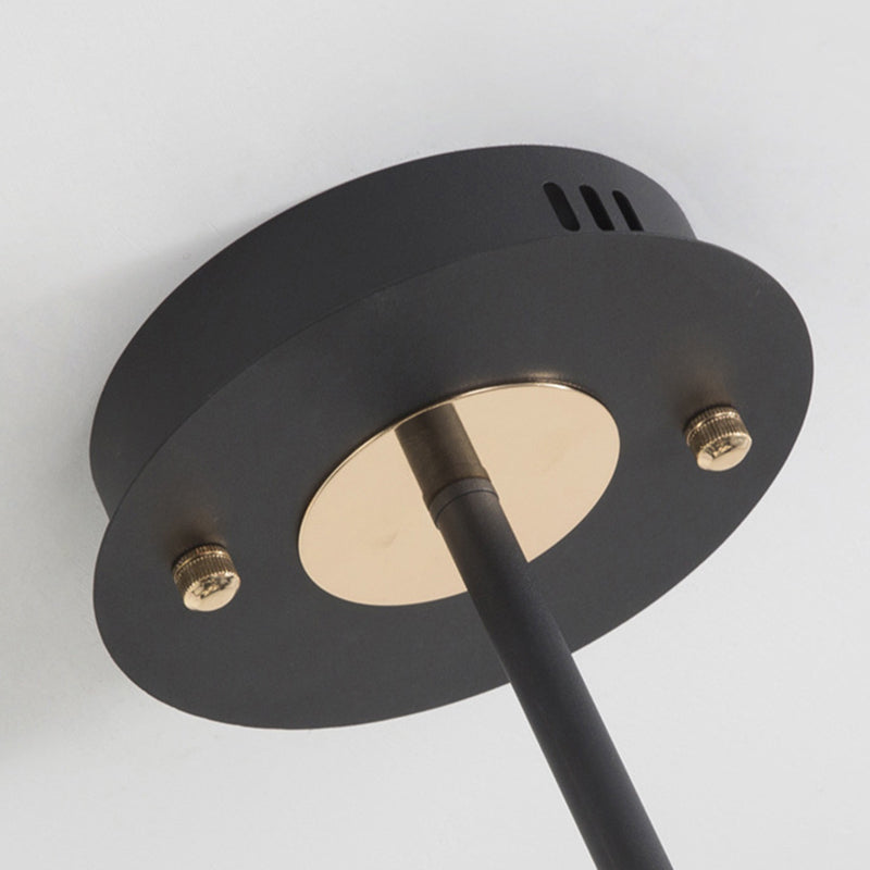 Postmoderne ronde kroonluchter metalen slaapkamer led suspensie licht in zwart-goud