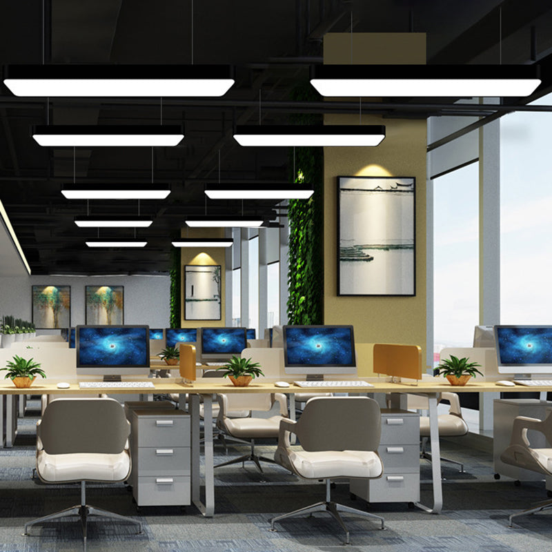 Modern Rectangle Pendant Lighting Fixture Metal Hanging Lamps