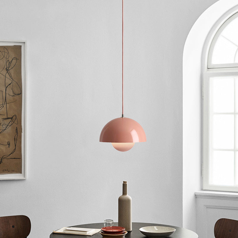 Modern Globe Pendant Ceiling Lights 1 Light Pendant with Stainless Steel Shade for Bedroom