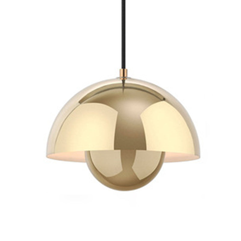 Modern Globe Pendant Ceiling Lights 1 Light Pendant with Stainless Steel Shade for Bedroom