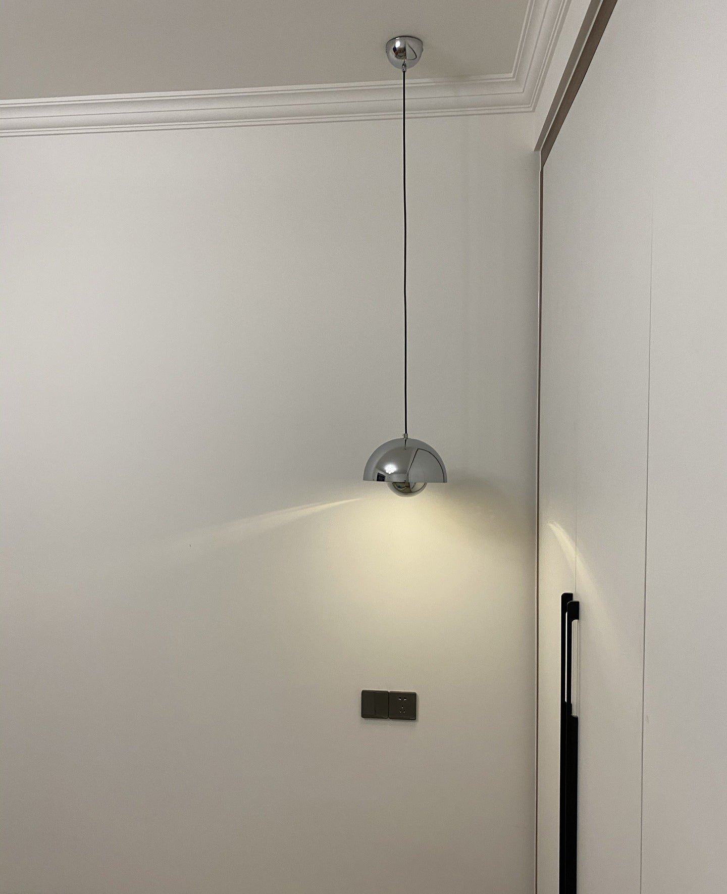 Modern Globe Pendant Ceiling Lights 1 Light Pendant with Stainless Steel Shade for Bedroom