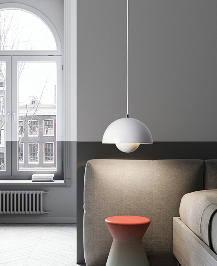 Modern Globe Pendant Ceiling Lights 1 Light Pendant with Stainless Steel Shade for Bedroom