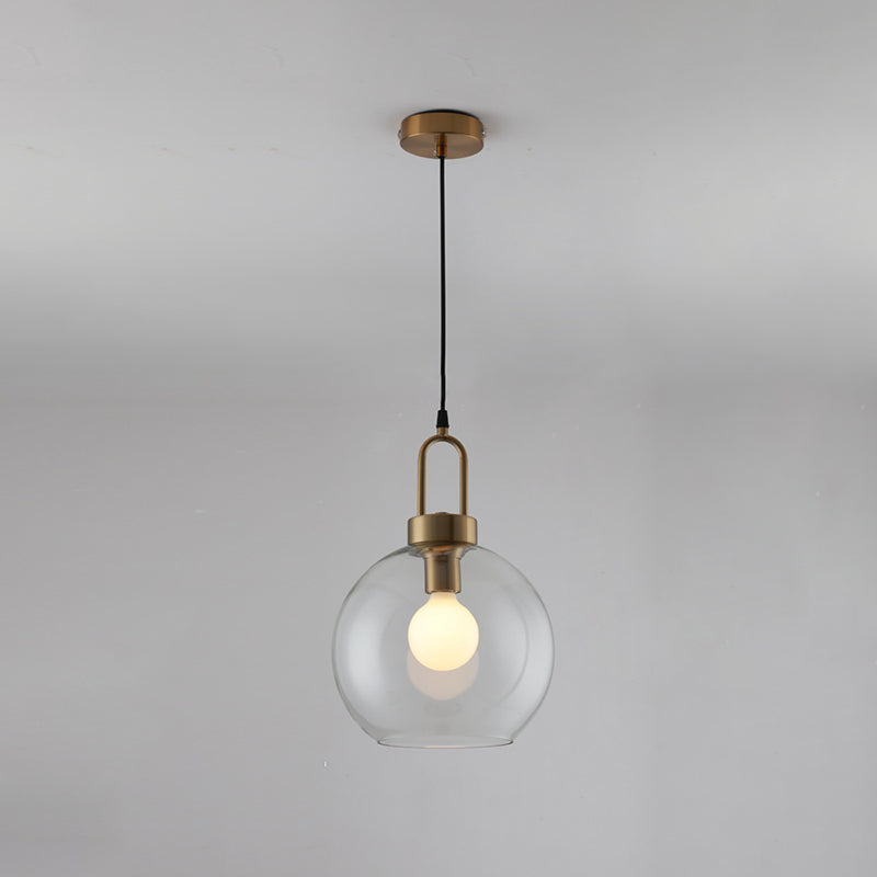 Modern Minimalist Gold Suspension Pendant Glass 1 Light Coffee Shop Hanging Ceiling Light