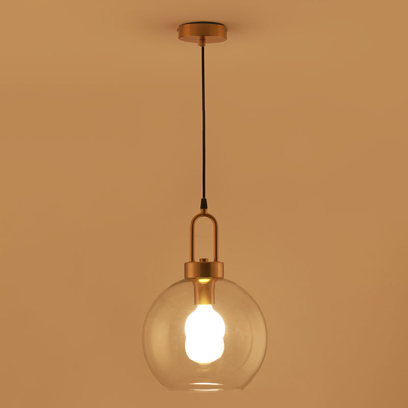 Modern Minimalist Gold Suspension Pendant Glass 1 Light Coffee Shop Hanging Ceiling Light
