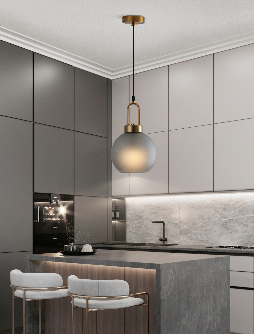 Modern Minimalist Gold Suspension Pendant Glass 1 Light Coffee Shop Hanging Ceiling Light