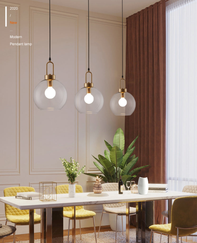 Modern Minimalist Gold Suspension Pendant Glass 1 Light Coffee Shop Hanging Ceiling Light