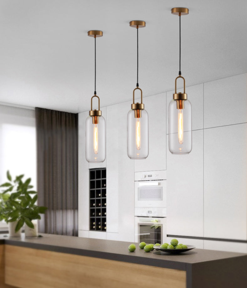 Modern Minimalist Gold Suspension Pendant Glass 1 Light Coffee Shop Hanging Ceiling Light