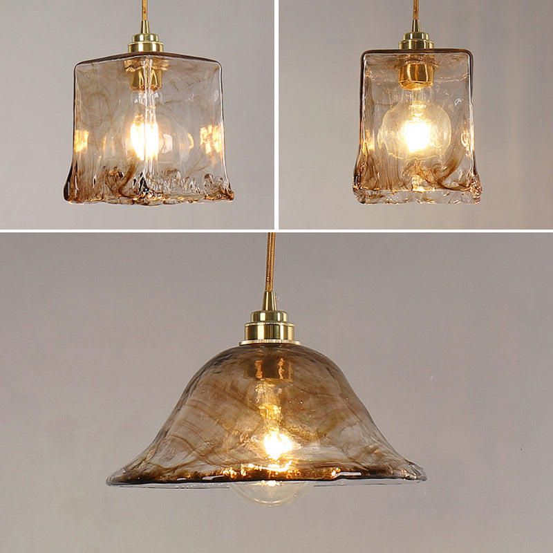 1 lumière géométrique léger pendentif moderne de verre simple de verre de verre pour le restaurant