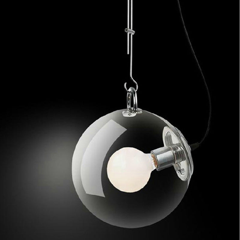 Modern Minimalist Creative Chrome Suspension Pendant Spherical Glass 1 Light Bedroom Hanging Ceiling Light