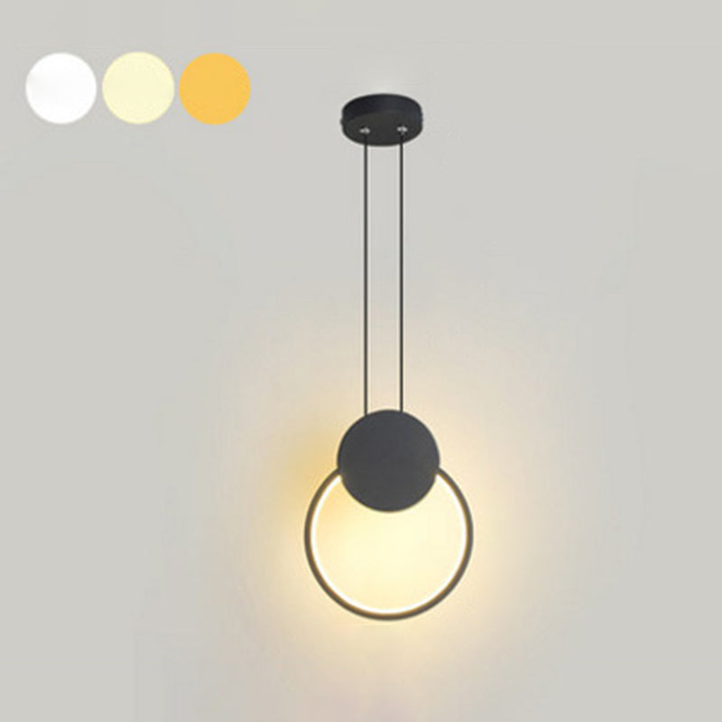 Modern Minimalist Style Cord Hung Hanging Pendant Lights Metal Pendant Light in Black Finish