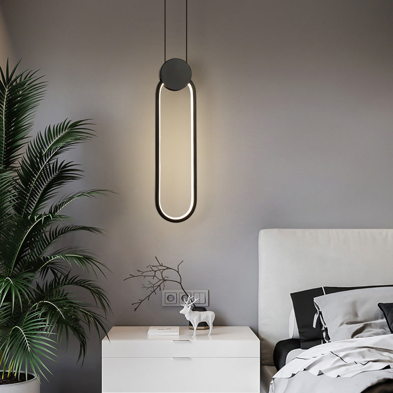 Modern Minimalist Style Cord Hung Hanging Pendant Lights Metal Pendant Light in Black Finish