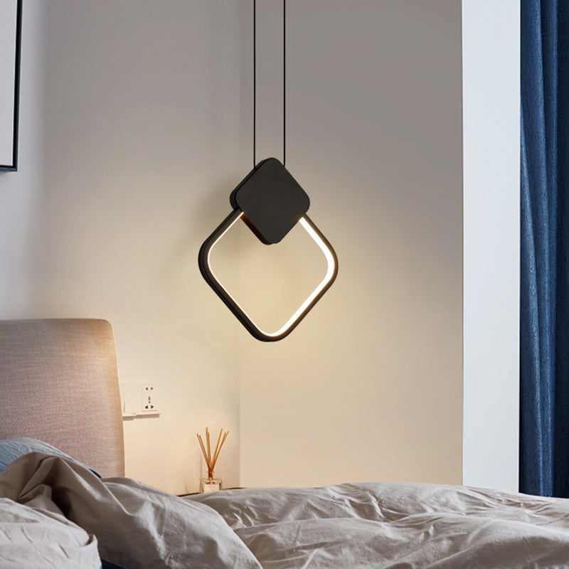 Modern Minimalist Style Cord Hung Hanging Pendant Lights Metal Pendant Light in Black Finish