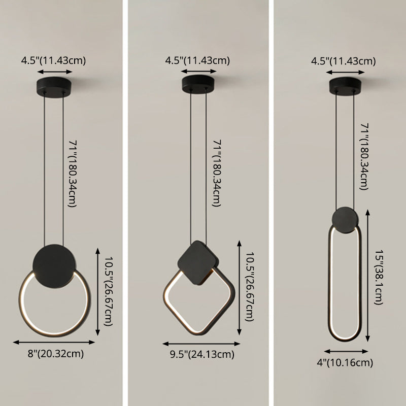 Modern Minimalist Style Cord Hung Hanging Pendant Lights Metal Pendant Light in Black Finish