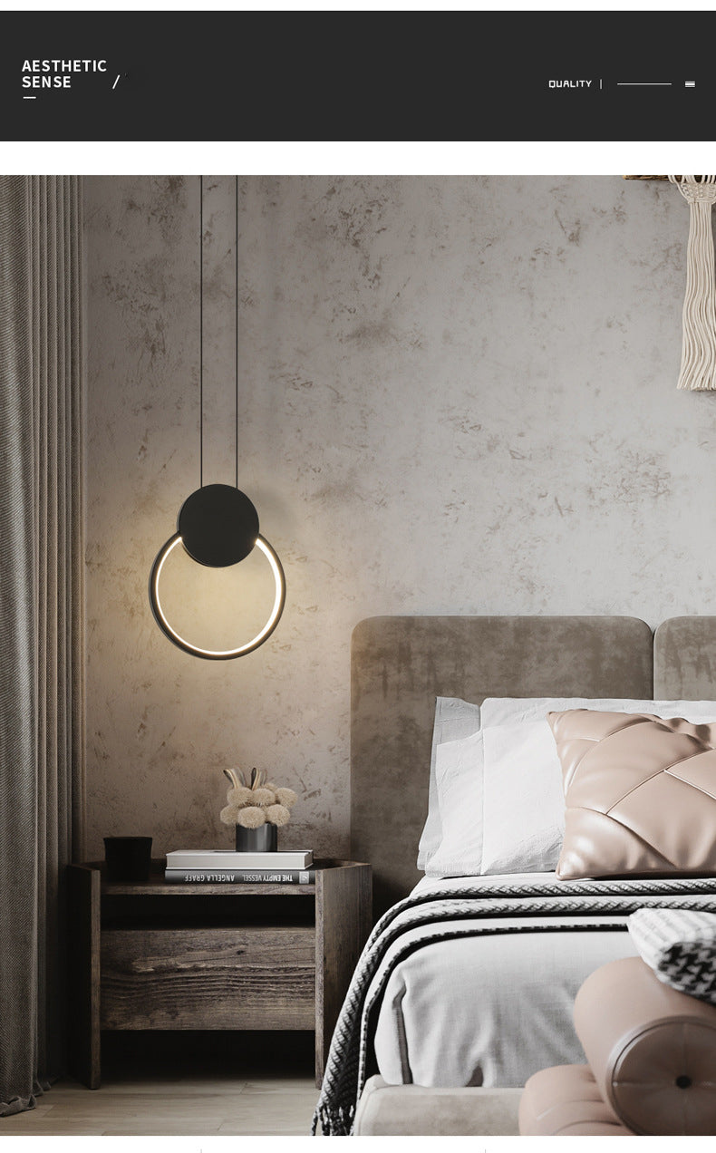 Modern Minimalist Style Cord Hung Hanging Pendant Lights Metal Pendant Light in Black Finish