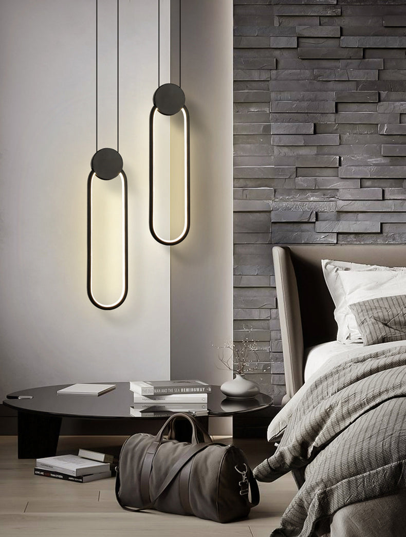 Modern Minimalist Style Cord Hung Hanging Pendant Lights Metal Pendant Light in Black Finish