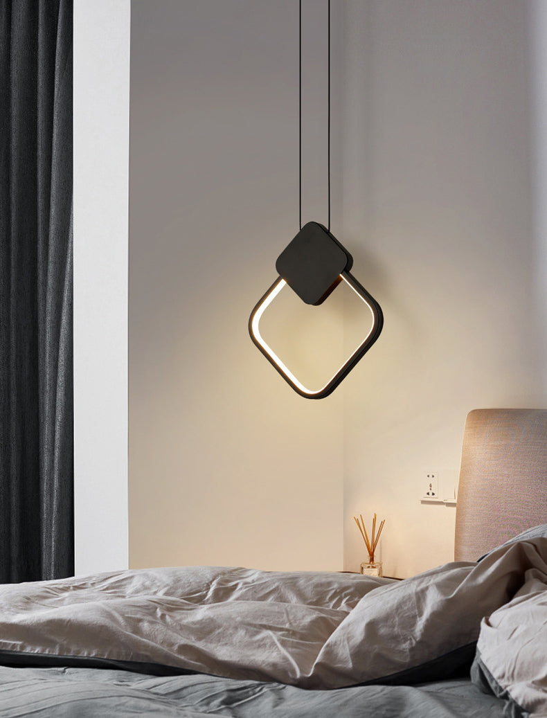 Modern Minimalist Style Cord Hung Hanging Pendant Lights Metal Pendant Light in Black Finish