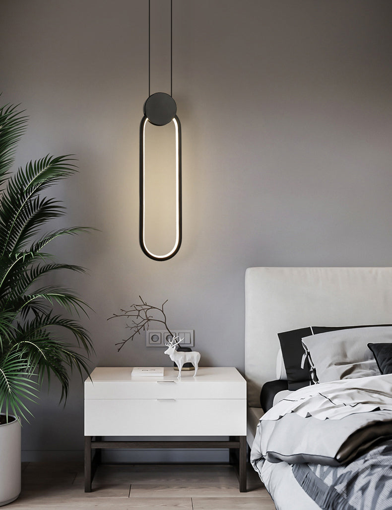Modern Minimalist Style Cord Hung Hanging Pendant Lights Metal Pendant Light in Black Finish