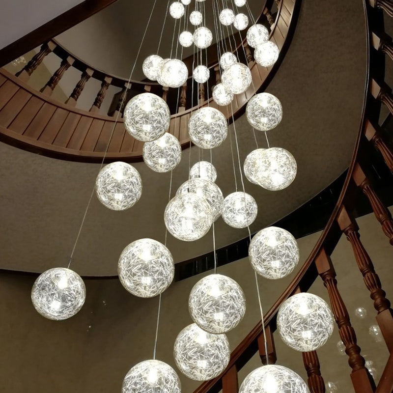 Globe Multi Light Pendant Mid-Century Modern Creativity Glass Hanging Pendant Lights for Duplex Stairs