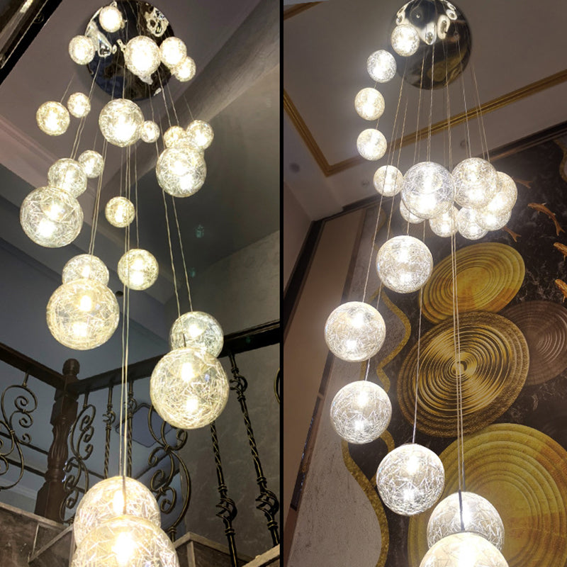 Globe Multi Light Pendant Mid-Century Modern Creativity Glass Hanging Pendant Lights for Duplex Stairs