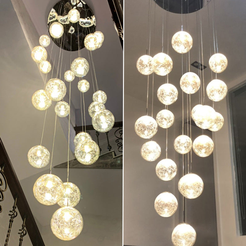Globe Multi Light Pendant Mid-Century Modern Creativity Glass Hanging Pendant Lights for Duplex Stairs