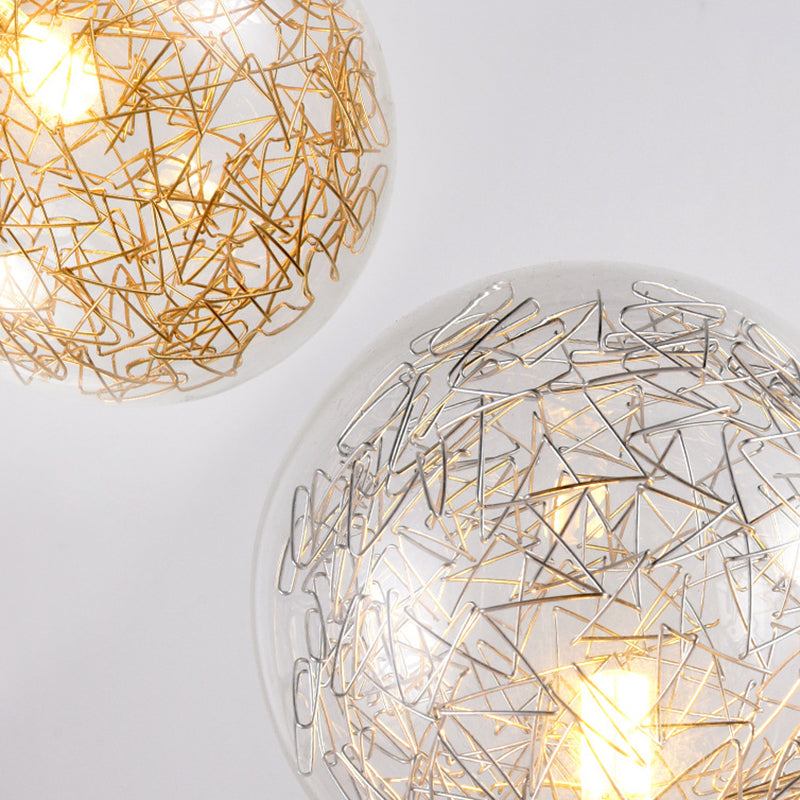 Globe Multi Light Pendant Mid-Century Modern Creativity Glass Hanging Pendant Lights for Duplex Stairs