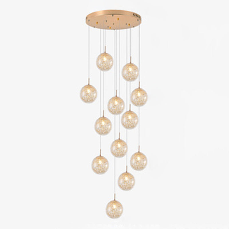Globe Multi Light Pendant Mid-Century Modern Creativity Glass Hanging Pendant Lights for Duplex Stairs