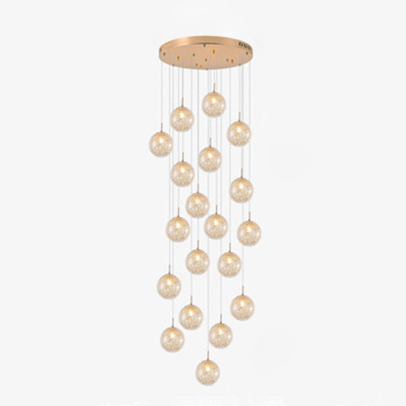 Globe Multi Light Pendant Mid-Century Modern Creativity Glass Hanging Pendant Lights for Duplex Stairs